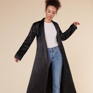 Reformation Silk Trench ‘Francoise’ Coat in Black
